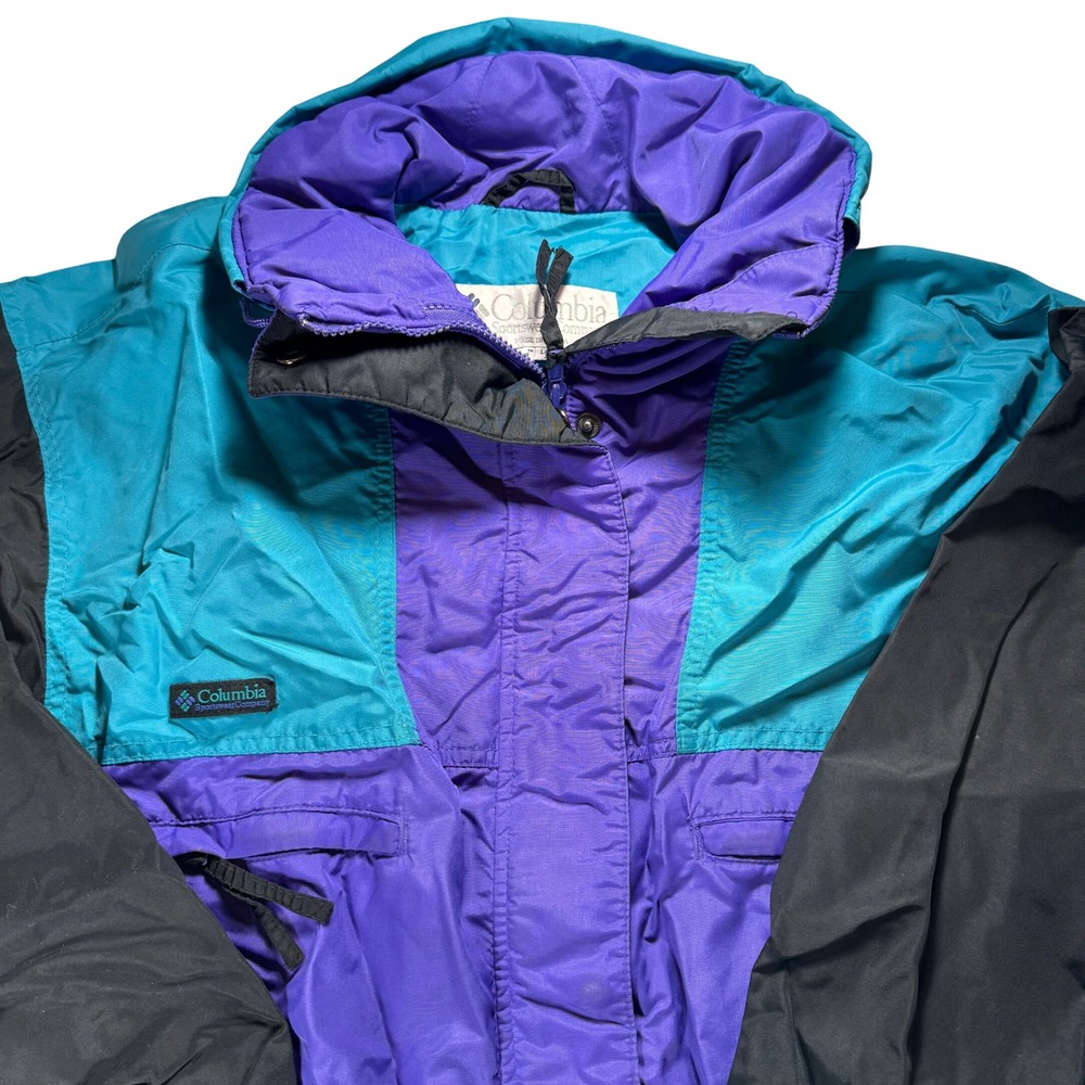 Columbia Vintage 90s Women's XL Teal Purple Ski Jacket Vamoose Radial Sleeves‎
